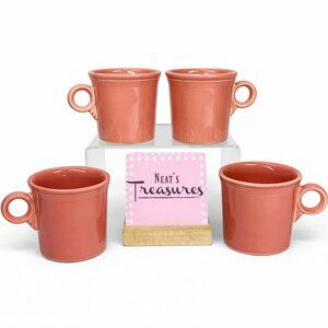 Homer Laughlin FIESTA ROSE F103 Fiestaware Flamingo Pink Jerry Ring Mugs Set 4
